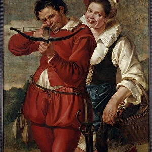 The Crossbow and His Wife Painting by the Master De Harlem (Frans Hals?) (after 1610)