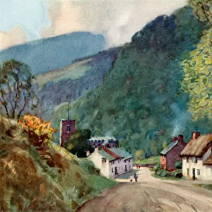 Crowcombe, in the Quantocks (colour litho)