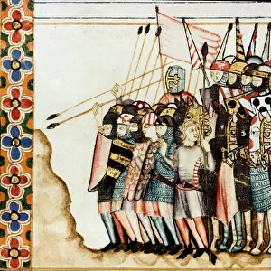 Crusaders army. Detail. 13th century (miniature)