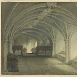 Crypt of St Johns Church, looking West (w / c on paper)