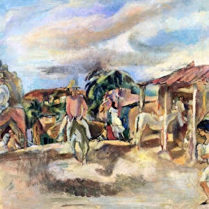 A Cuban Village, 1917-18 (oil on canvas)