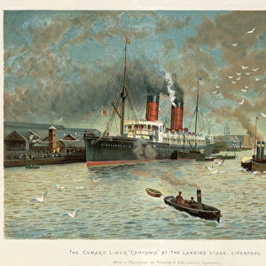The Cunard liner Campania at the landing stage, Liverpool