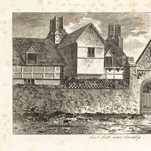 A curious brick gateway, dated 1599, near Bromley, Kent. 1808 (engraving)