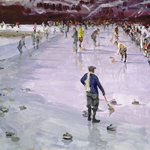 Curling in Wengen (oil on canvas)