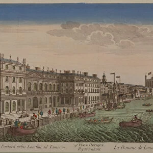 Customs House on the River Thames (coloured engraving)