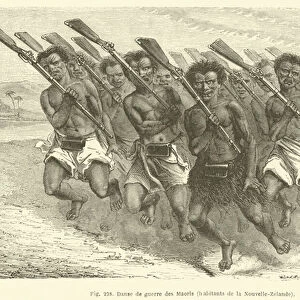 Danse de guerre des Maoris, habitants de la Nouvelle-Zelande (engraving)