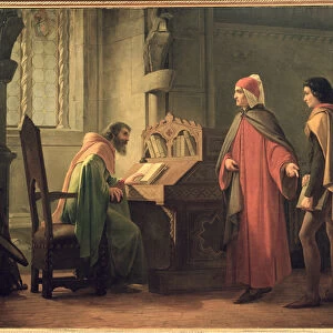 Dante (1265-1321) presenting Giotto (1266-1337) to Guido da Polenta (d