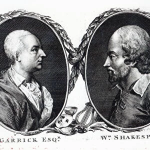 David Garrick and Shakespeare, engraved by J. Miller (engraving)
