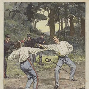 A Deadly Duel, In Palermo, Between Two Officers Of The 29th Infantry (Colour Litho)