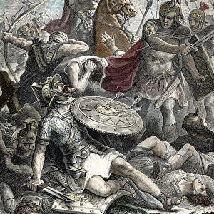 The death of Spartacus. Engraving, 1884