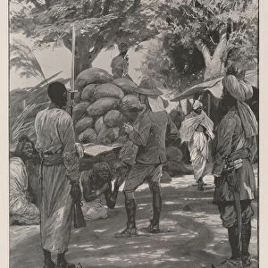 The Defeat of the Mad Mullah in Somaliland, interrogating Prisoners at the Base Camp at Burao (litho)