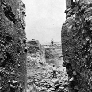 The defences of Jericho in the Pre-Pottery Neolithic A period, c. 1930-6 (b / w photo)