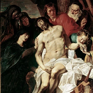 Deposition of christ from cross (oil on canvas, 17th century)