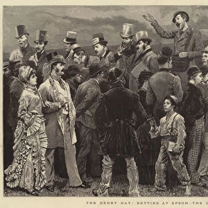 The Derby Day, betting at Epsom, the Outsiders (engraving)