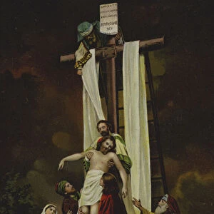 Descent from the Cross (colour litho)