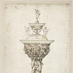 Design for a Table Fountain, 1509 (pen & ink and w / c on paper)