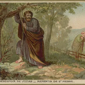 Despair of Judas - Repentance of St Peter (chromolitho)