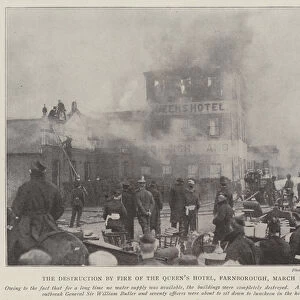 The Destruction by Fire of the Queens Hotel, Farnborough, 14 March (b / w photo)