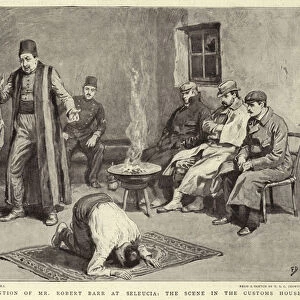 The Detention of Mr Robert Barr at Seleucia, the Scene in the Customs House (litho)