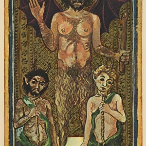 The Devil, fascimile of a tarot card from the Visconti deck