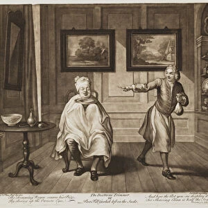 The Dextrous Trimmer or Pool Pill Garlick left in the Suds, pub. 1751 (engraving)