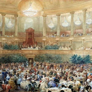 Dinner offered by Napoleon III to Queen Victoria in the room of the Opera de Versailles