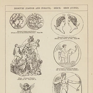 Dioscuri, Castor and Pollux, Dirce, Eros, Cupid (engraving)