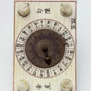 Diptych sundial, with engraved indications in Chinese, 17th century (ivory and copper)