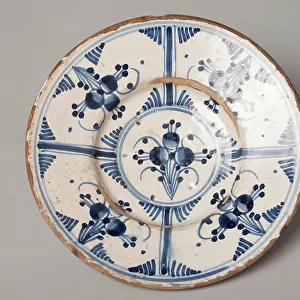 A dish. Ceramic work. Blue decoration. End 18th - begin 19th century. Museum inventory no: 1292