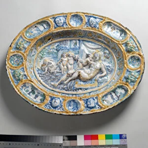 Dish with La Fecondite, 1661-88 (tin-glazed earthenware)