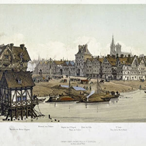The district of the Hotel de Ville de Paris in 1583 - in "Paris through the ages