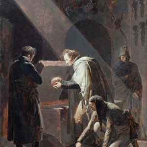 Dominique Vivant Denon (1747-1825) Replacing the bones of Le Cid in his Tomb (oil