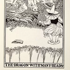 The Dragon with Many Heads, from Fontaine Fables, pub. 1905 (engraving)