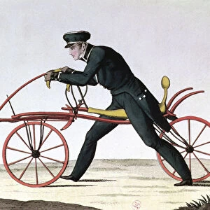 Draisienne, ancestor of the bicycle, invented 1816 by Baron Karl von Drais (1785-1851)