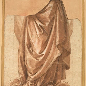 Drapery study, before 1524 (black chalk, pen and brown ink, brown and pink wash