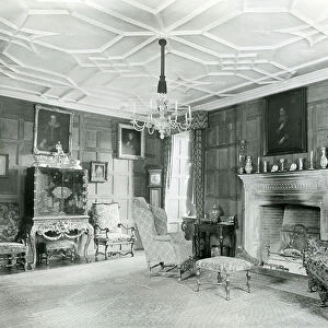 The drawing room, Avebury Manor, Wiltshire, from The English Manor House (b/w photo)