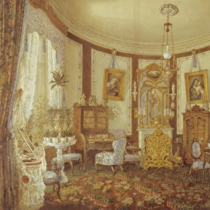 Drawing room of the Chateau de Sache (w / c on paper)
