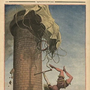 Dreadful parachute drop, Viola Spencer, illustration from Le Petit Journal