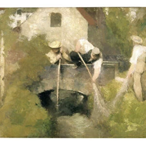 Dredging in the Woluwe (oil on canvas)