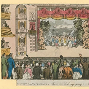 Drury Lane Theatre: Tom and Bob enjoying a theatrical treat (coloured engraving)