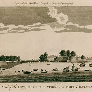 Dutch fortifications and port of Batavia, Java (engraving)