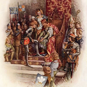 Edward, the Black Prince, and the Order of the Garter (colour litho)