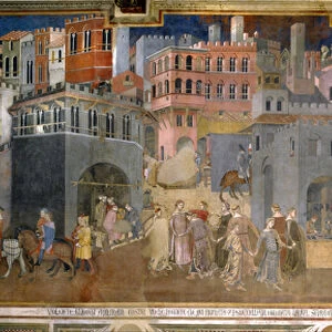 The effects of good government in cities, detail from the Allegory and effects of good