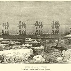 Effet de Mirage Inverse, Le navire Hudson dans les mers polaires (engraving)