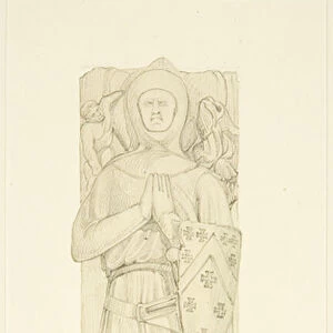 Effigy of Maurice, 7th Earl of Berkeley, in Bristol Cathedral (pencil & w / c on paper)