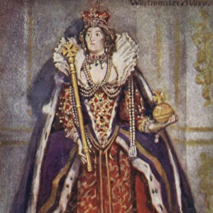 Effigy of Queen Elizabeth I (colour litho)