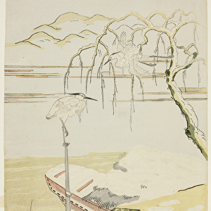 Egrets in the Snow, c. 1768 (colour woodblock print)