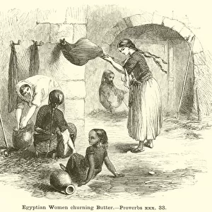 Egyptian Women churning Butter, Proverbs, xxx, 33 (engraving)