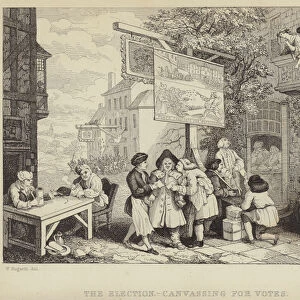 The Election - Canvassing for Votes: satire on the parliamentary election of 1755, one of a series of four titled Humours of an Election (engraving)