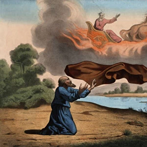 Elijah raised up to heaven leaves her coat to Elisee as a sign of succession